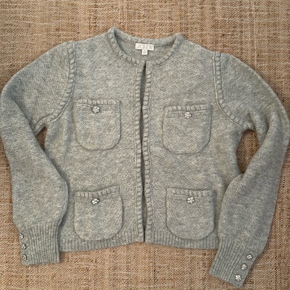 J. Crew Sweaters - J.Crew Embellished Cardigan Lady Jacket Grey Rhinestones Medium